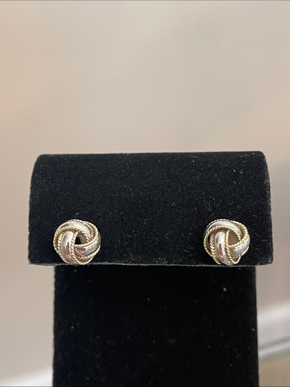Vintage Two-Tone Sterling Silver Love Knot Studs - Picture 4 of 16